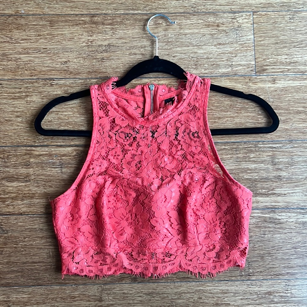 TOPSHOP Coral Lace Crop
